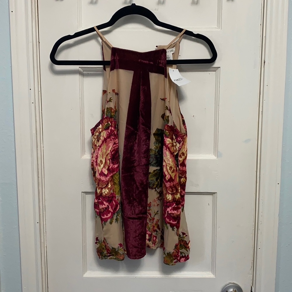 Rue 21 Floral velvet halter neck top